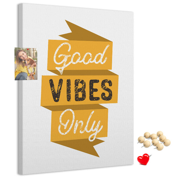 Wall cork memo board Positive vibes in stylish graphics