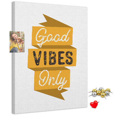 Wall cork memo board Positive vibes in stylish graphics