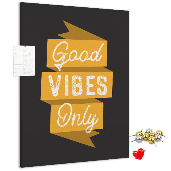 Memo cork board Positive vibes on a dark background