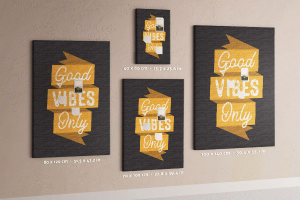 Memo cork board Positive vibes on a dark background