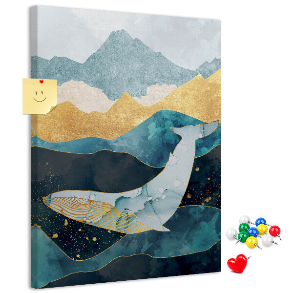 Pin board A whale among the mountainous ocean waves