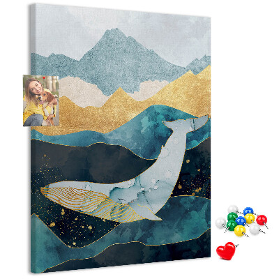 Pin board A whale among the mountainous ocean waves