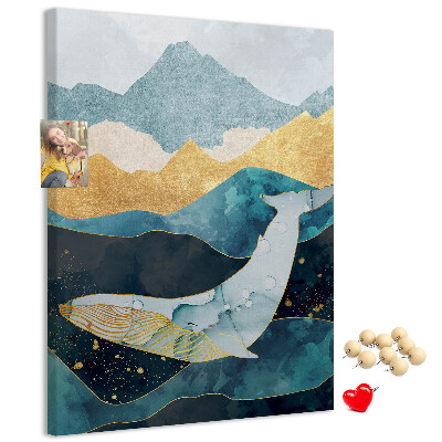 Pin board A whale among the mountainous ocean waves