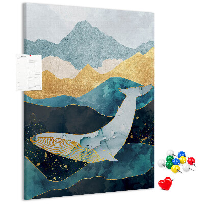 Pin board A whale among the mountainous ocean waves