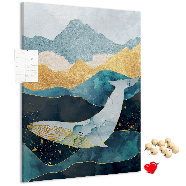 Pin board A whale among the mountainous ocean waves