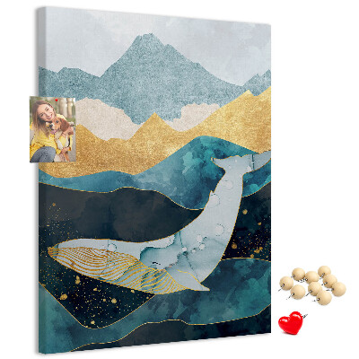 Pin board A whale among the mountainous ocean waves