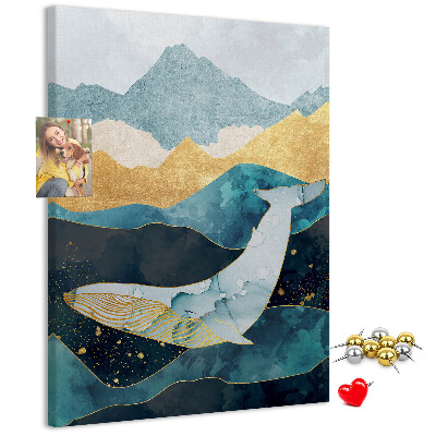 Pin board A whale among the mountainous ocean waves