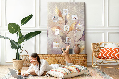 Wall cork memo board Delicate leaves in pastel shades