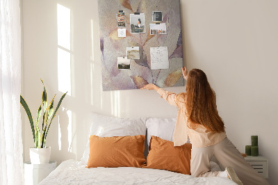 Wall cork memo board Delicate leaves in pastel shades