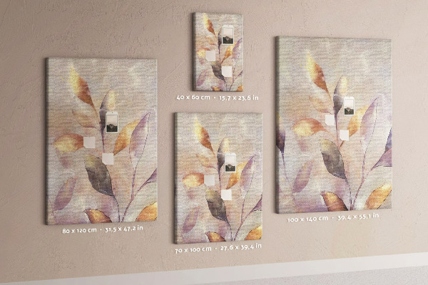 Wall cork memo board Delicate leaves in pastel shades