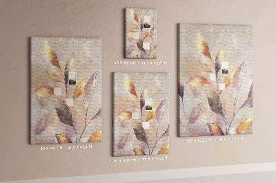 Wall cork memo board Delicate leaves in pastel shades