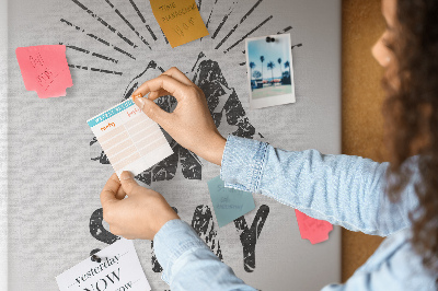 Memo cork board Mountains with sun rays in the background