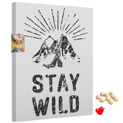 Memo cork board Mountains with sun rays in the background