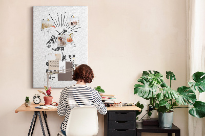 Memo cork board Mountains with sun rays in the background