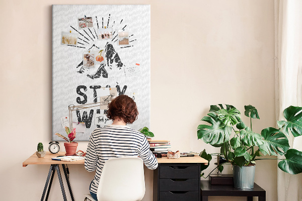 Memo cork board Mountains with sun rays in the background