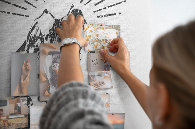 Memo cork board Mountains with sun rays in the background