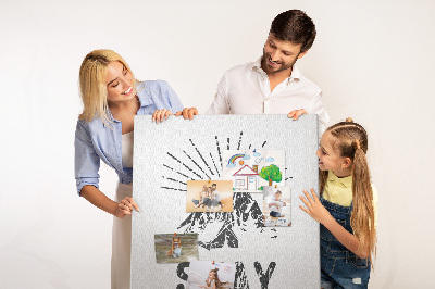 Memo cork board Mountains with sun rays in the background