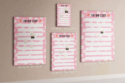 Cork notice board Floral pattern on a pink background