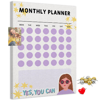 Pin board Monthly planner with colored dots