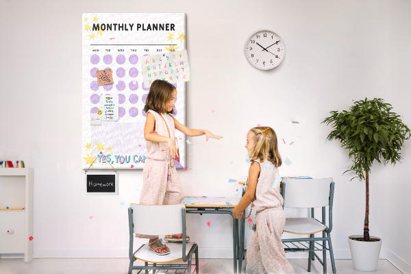 Pin board Monthly planner with colored dots
