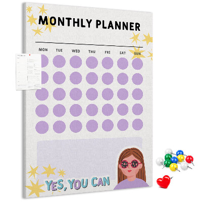 Pin board Monthly planner with colored dots