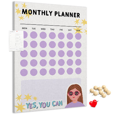 Pin board Monthly planner with colored dots