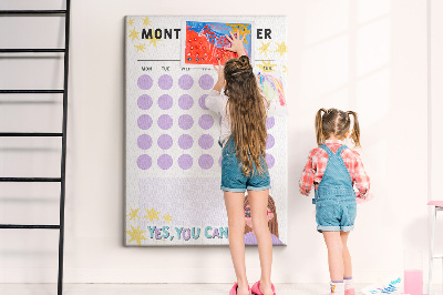 Pin board Monthly planner with colored dots