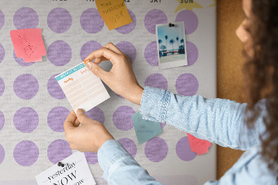 Pin board Monthly planner with colored dots