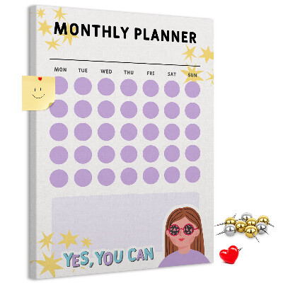 Pin board Monthly planner with colored dots