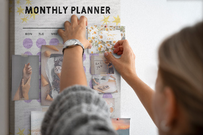 Pin board Monthly planner with colored dots