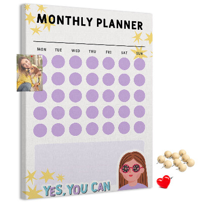 Pin board Monthly planner with colored dots
