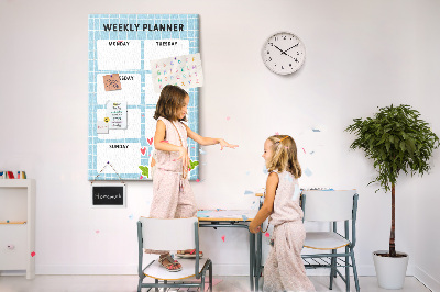 Wall cork memo board Weekly planner with a cute cat