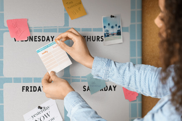 Wall cork memo board Weekly planner with a cute cat