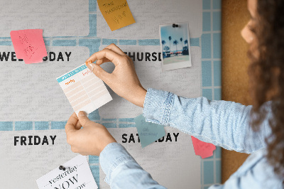 Wall cork memo board Weekly planner with a cute cat