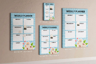 Wall cork memo board Weekly planner with a cute cat