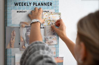 Wall cork memo board Weekly planner with a cute cat