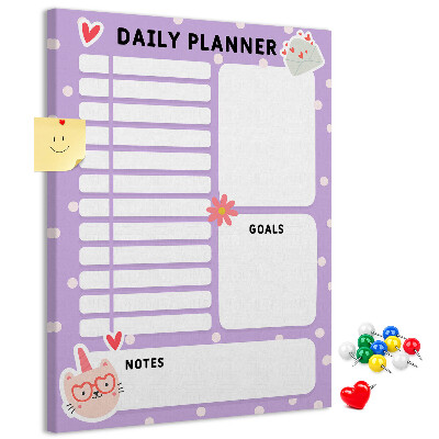 Memo cork board Daily planner in pastel colors
