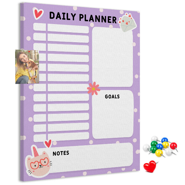 Memo cork board Daily planner in pastel colors