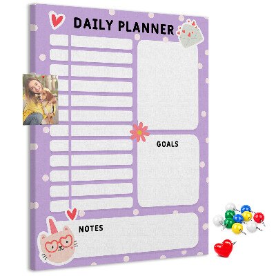 Memo cork board Daily planner in pastel colors