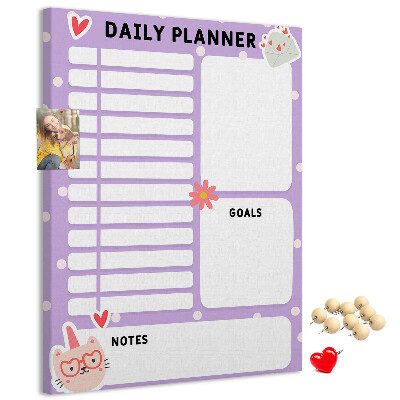 Memo cork board Daily planner in pastel colors
