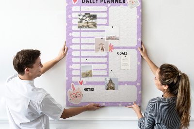 Memo cork board Daily planner in pastel colors