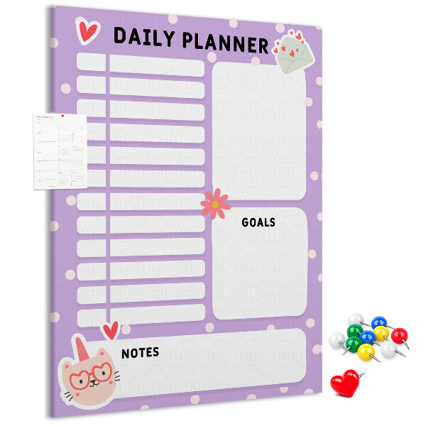 Memo cork board Daily planner in pastel colors