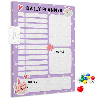 Memo cork board Daily planner in pastel colors
