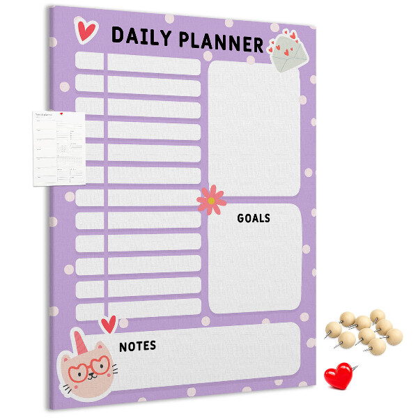 Memo cork board Daily planner in pastel colors