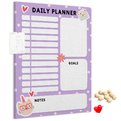 Memo cork board Daily planner in pastel colors