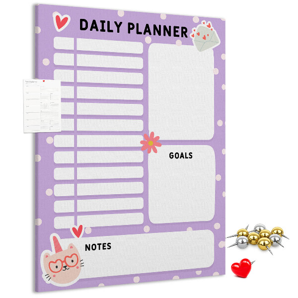 Memo cork board Daily planner in pastel colors