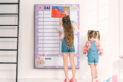 Memo cork board Daily planner in pastel colors