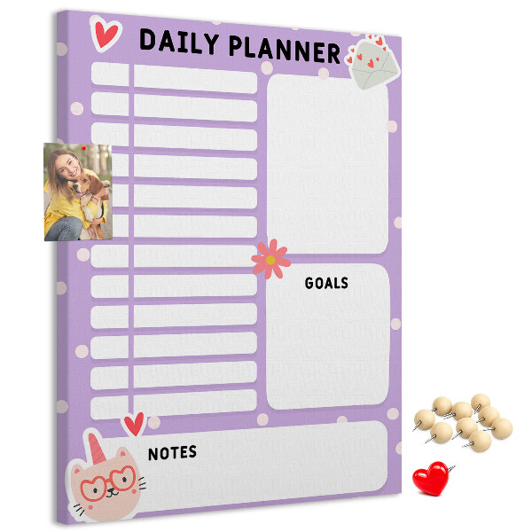Memo cork board Daily planner in pastel colors