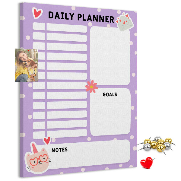 Memo cork board Daily planner in pastel colors