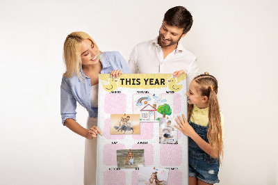Cork notice board A cheerful calendar with a bird motif